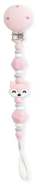 Clemă pentru suzetă Saro Baby - Foxy, silicon, roz