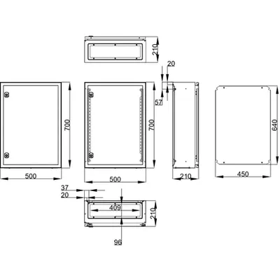 Cofret metal o usa IP65 700x500x210 mm