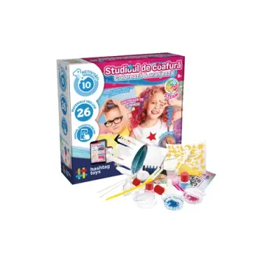 Set educativ Hashtag Toys STEAM - Studioul de coafura, Coloreaza & aranjeaza, lb. romana, +8 ani