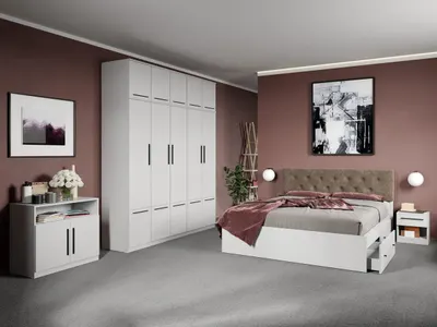 Set dormitor complet Alb cu comoda - Madrid - C54