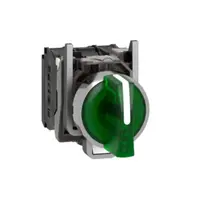 Comutator selector complet iluminat verdeh Ø22 3-position stay put 1NO+1NC 230V