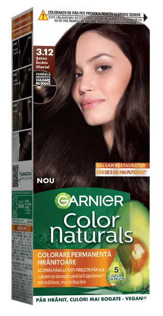Vopsea de par permanenta Color Naturals 3.12 Saten Inchis Glacial, 112ml, Garnier