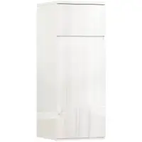 HOMCOM Dulap de Baie Suspendat cu Sertar și Ușă Lucioasă, Raft Reglabil din Sticlă Securizată, 30x34x79,4 cm, Alb Lucios | Aosom Romania