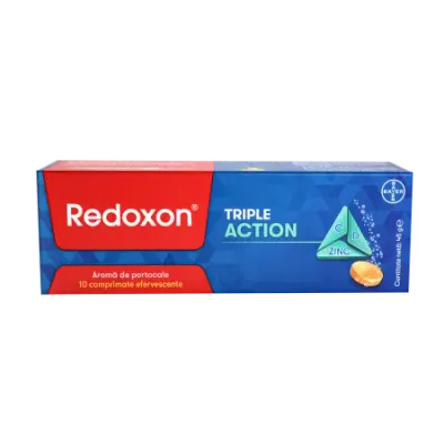 Redoxon Triple Action cu vitamina C, D si Zinc, Bayer | 10 comprimate