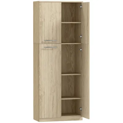 HOMCOM Mobilier de Depozitare cu 2 Dulapuri și Rafturi Reglabile din Lemn Stejar | Aosom Romania