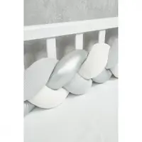 Protectie laterala impletita din catifea pentru patut Twins 240 cm gribej