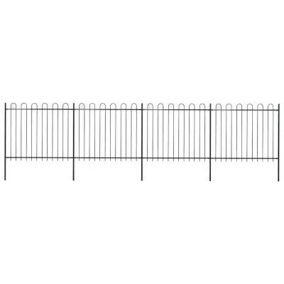 vidaXL Gard de grădină cu vârf circular din oțel 671 x 150 cm, negru