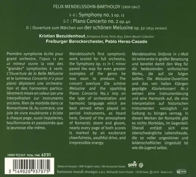 Mendelssohn: Piano Concerto No. 2 & Symphony No. 1 | Freiburger Barockorchester, Pablo Heras-Casado, Kristian Bezuidenhout, Mendelssohn