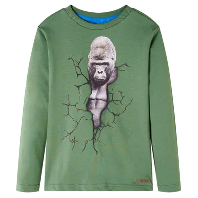 Tricou de copii cu mâneci lungi, kaki deschis, 128