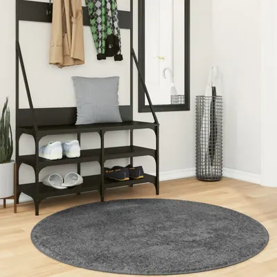 vidaXL Covor „OVIEDO”, fire scurte, antracit, Ø 120 cm
