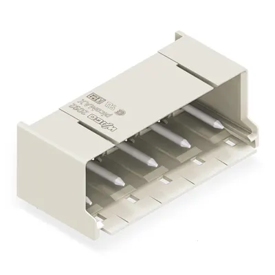 THT male header; 1.4 mm Ø solder pin; angled; Pin spacing 7.5 mm; 2-pole; light gray