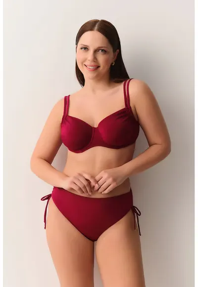 Sutien cu model uni si bretea ajustabila - Rosu inchis