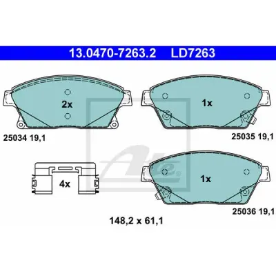 Set placute frana, frana disc ATE 13.0470-7263.2