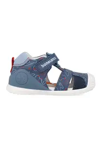 Sandale cu logo si velcro - Albastru inchis/Rosu inchis/Alb murdar