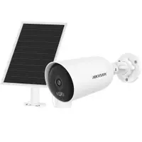 Camera supraveghere exterior 4G LTE cu panou solar Hikvision DS-2CFS04/4G, 4 MP, 2.8 mm, IR/lumina alba 30 m, microfon si difuzor, slot card, acumulator 9000 mAh, detectie om/vehicul, suporta AOV 24/7, vizualizare de pe telefon