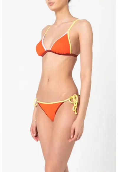 Sutien de baie triunghiular - Visiniu/Galben pal/Portocaliu mandarina