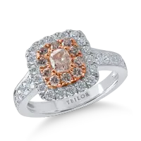 Inel din aur alb-roz cu diamante roz rectangulare si rotunde si diamante incolore de 1.47ct