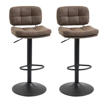 Set 2 Scaune de Bar Pivotante cu Inaltime Reglabilă, din Imitatie de Piele Maro si Tapitate, 41,5x45x85-107cm, Negru HOMCOM | Aosom Romania