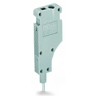 L-type end module; modular; with rigid contact pin; End module; 1,50 mm²; gray