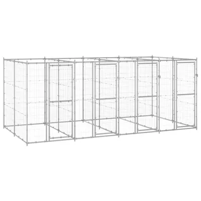 vidaXL Padoc pentru câini de exterior, 9,68 m², oțel galvanizat