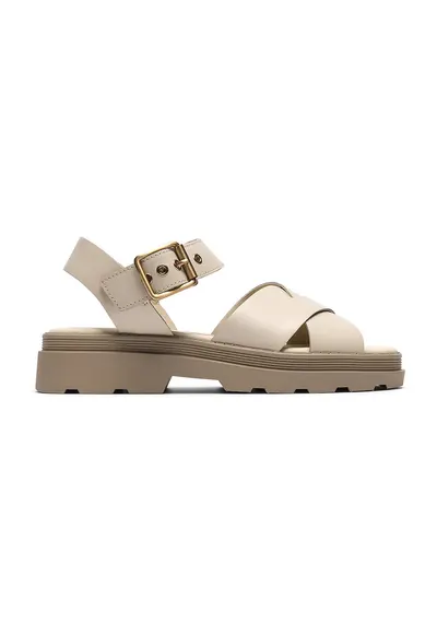 Sandale de piele Orinoco Cross - Alb murdar