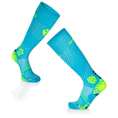 Sosete compresive pentru alergat 3/4 COMPRESSION SOCKS Turcoaz-Galben, 39-41 EU