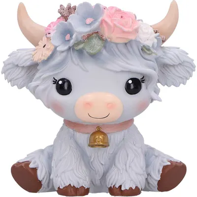Statuetă Nemesis Now Adult: Cute - Moo Crew - Magnolia (Grey Flower), 10.5 cm
