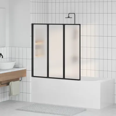 vidaXL Ecran de duș pliabil Negru și Îngheț Total 120 x 2 x 117 cm