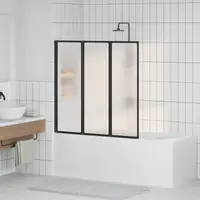 vidaXL Ecran de duș pliabil Negru și Îngheț Total 120 x 2 x 117 cm