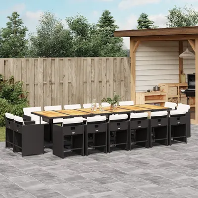 Gossi set mobilier de gradina cu perne, 17 piese, negru, poliratan