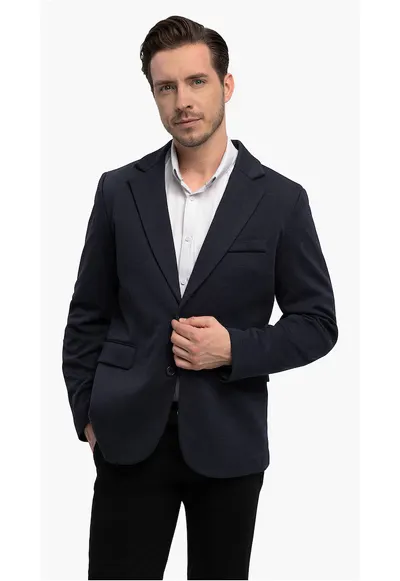 Sacou barbati cu buzunare cu clapa JB-Anton - Regular Fit - Grafit - Bleumarin melange/Bleumarin