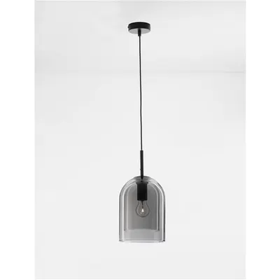 Lampa suspendata VELOR Double Layered Fumuriu Sticla & Negru Cord & Negru Metal Baza LED E27 1x12 Wat 230 Volt IP20 Fara bec