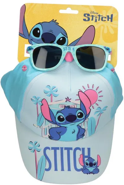 Set pentru copii Cerda - Disney Stitch, pălărie și ochelari de soare, 53 cm