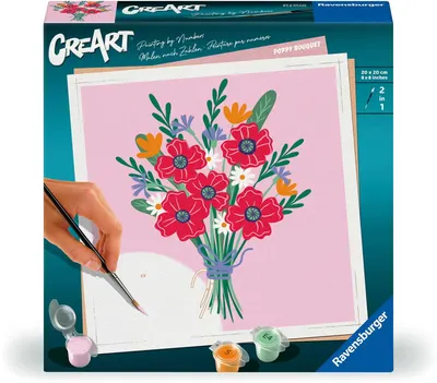 Set de pictură pe numere Ravensburger CreArt -Buchet de maci