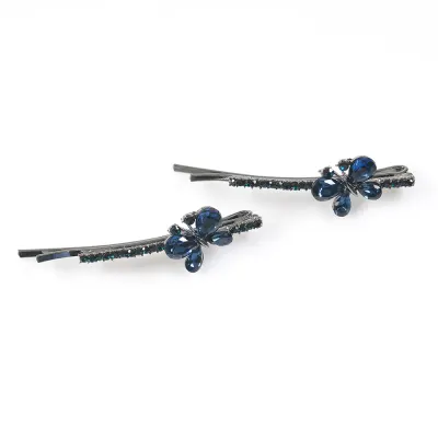 Set 2 agrafe par elegante cu fluture decorativ albastru
