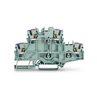 Double-deck terminal block; with push-button; 4-conductor through terminal block; L; without marker carrier; suitable for Ex e II applications; internal commoning; conductor entry with violet marking; for DIN-rail 35 x 15 and 35 x 7.5; 2.5 mm²; Push-in C