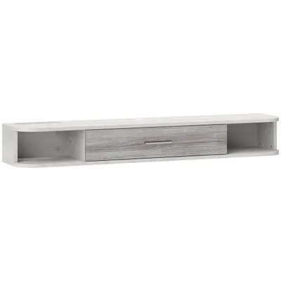HOMCOM Mobilier TV Suspendat cu 2 Rafturi Deschise și un Dulăpior cu Ușă Rabatabilă, 120x26x16 cm, Gri | Aosom Romania