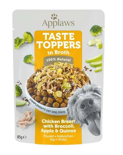 APPLAWS Taste Toppers Plic hrana umeda caini, piept de pui, broccoli si quinoa in sos 85 g