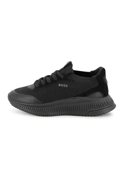 Pantofi sport din material textil cu talpa wedge - Negru/Negru stins