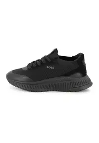 Pantofi sport din material textil cu talpa wedge - Negru/Negru stins
