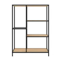 Bibliotecă neagră/în culoare naturală cu aspect de lemn de stejar 80x112x35 cm Altino – Unique Furniture