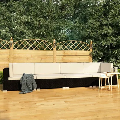 Gossi set mobilier de gradina cu perne, 4 piese, negru, poliratan