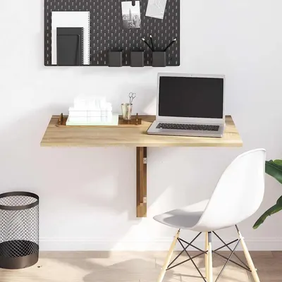 vidaXL Masă de perete pliabilă, culoare stejar, 100 x 60 cm