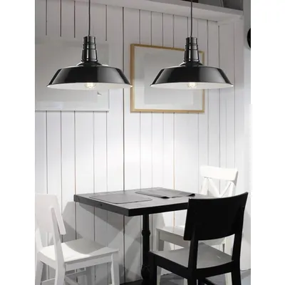 Lampa suspendata OSTERIA Shining Negru Otel Outside, Mat Alb Inside LED E27 1x12W IP20 Fara bec