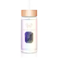 Crystallove Clear Quartz Straw Water Bottle sticlă pentru apă cu pai Hologram - Amethyst 400 ml