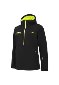 Jacheta sport neagra - poliester - cu gluga ajustabila si 3 buzunare
