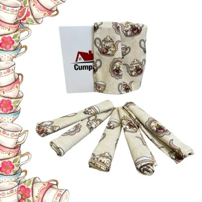 Set de 6 Prosoape Waffle, 30x50cm, pentru Bucatarie, Bumbac 100% Gofre, Atelier CumparaMisim, Crem, Bej, Cafea