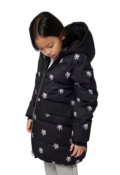 Geaca cu vatelina si model floral - Negru