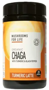 Pudră de latte organică cu turmeric și chaga, 120 g, Mushrooms 4 Life