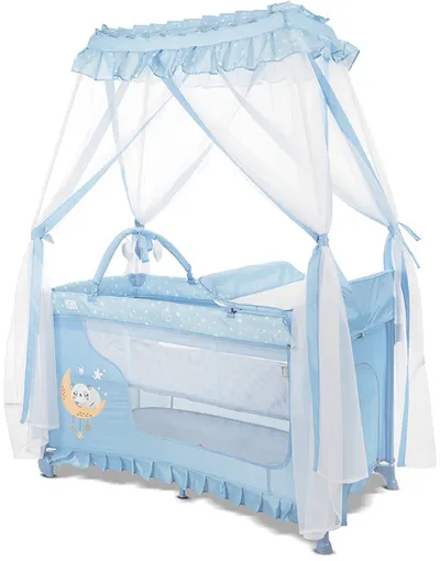 Pat pliabil pentru bebeluși Lorelli Premium - Magic Sleep, albastru